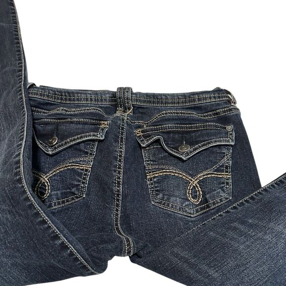 WallFlower  Blue Jeans Size 7 Boot Cut‎ , Distressed Women Blue Jeans - Picture 12 of 16